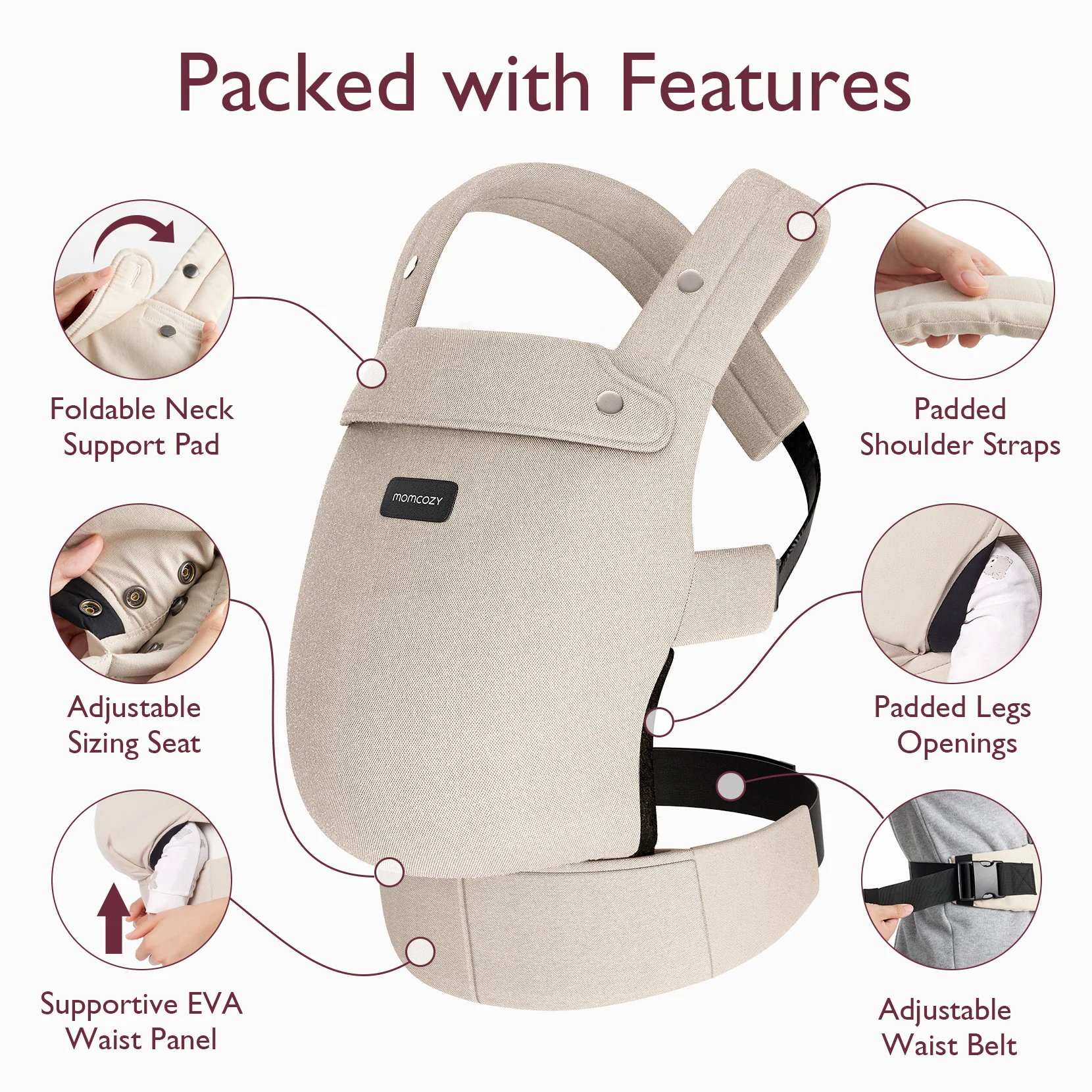 Momcare Bundle: PureHug Baby Carrier Khaki Color and Postpartum Petite Belly Band - Image 5