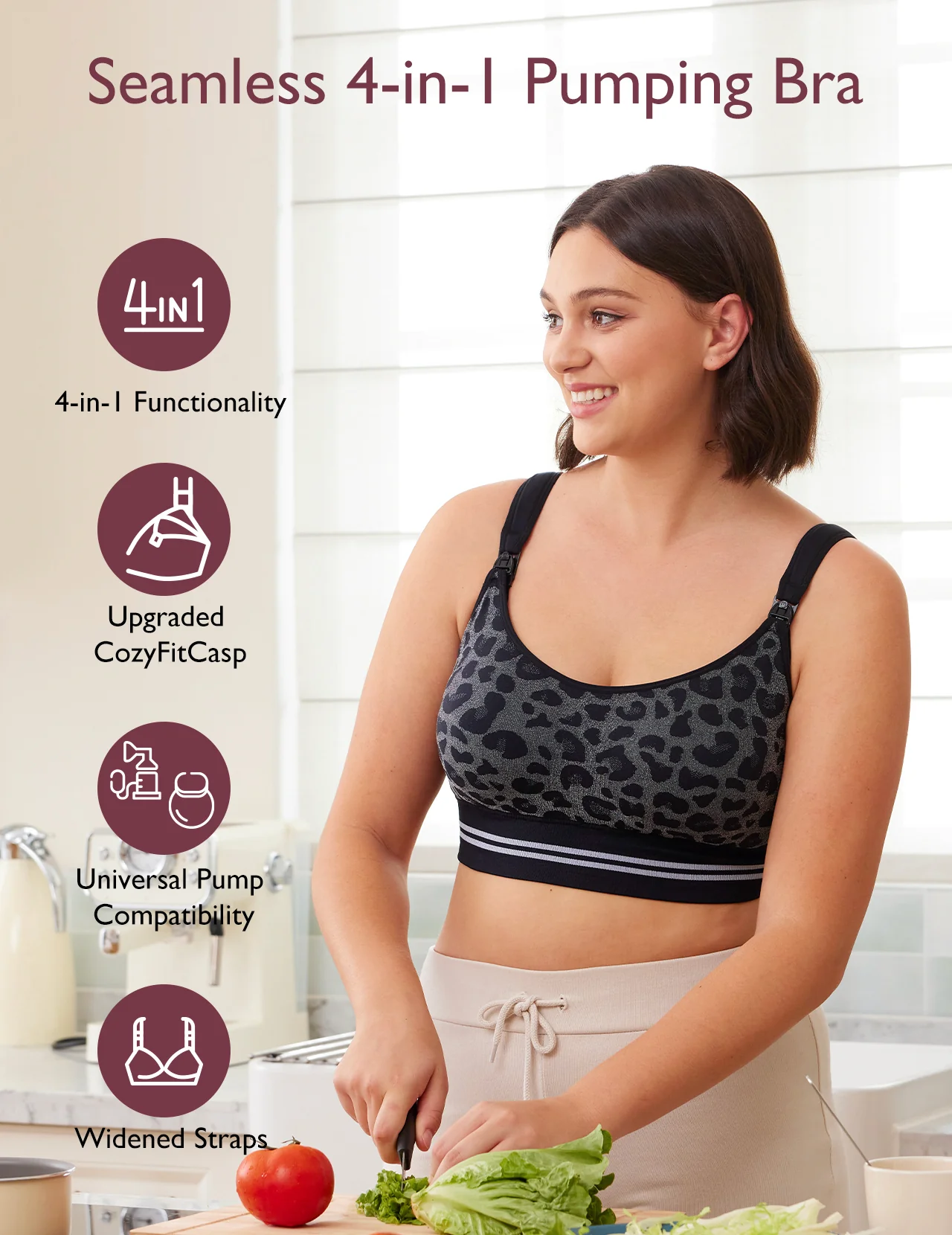 Ultra Soft Seamless Nursing Bra YN21 & DEX - 4-in-1 Hands Free Seamless Stretch Fabric Pumping Bra Bundle - Image 10