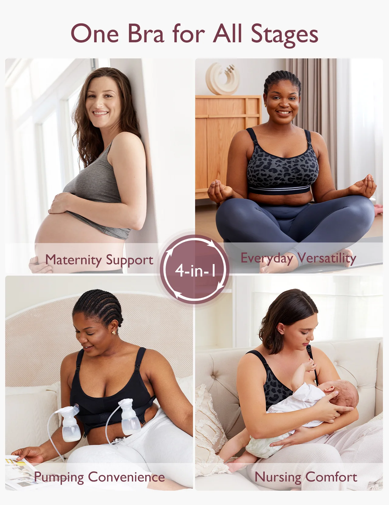 Ultra Soft Seamless Nursing Bra YN21 & DEX - 4-in-1 Hands Free Seamless Stretch Fabric Pumping Bra Bundle - Image 9