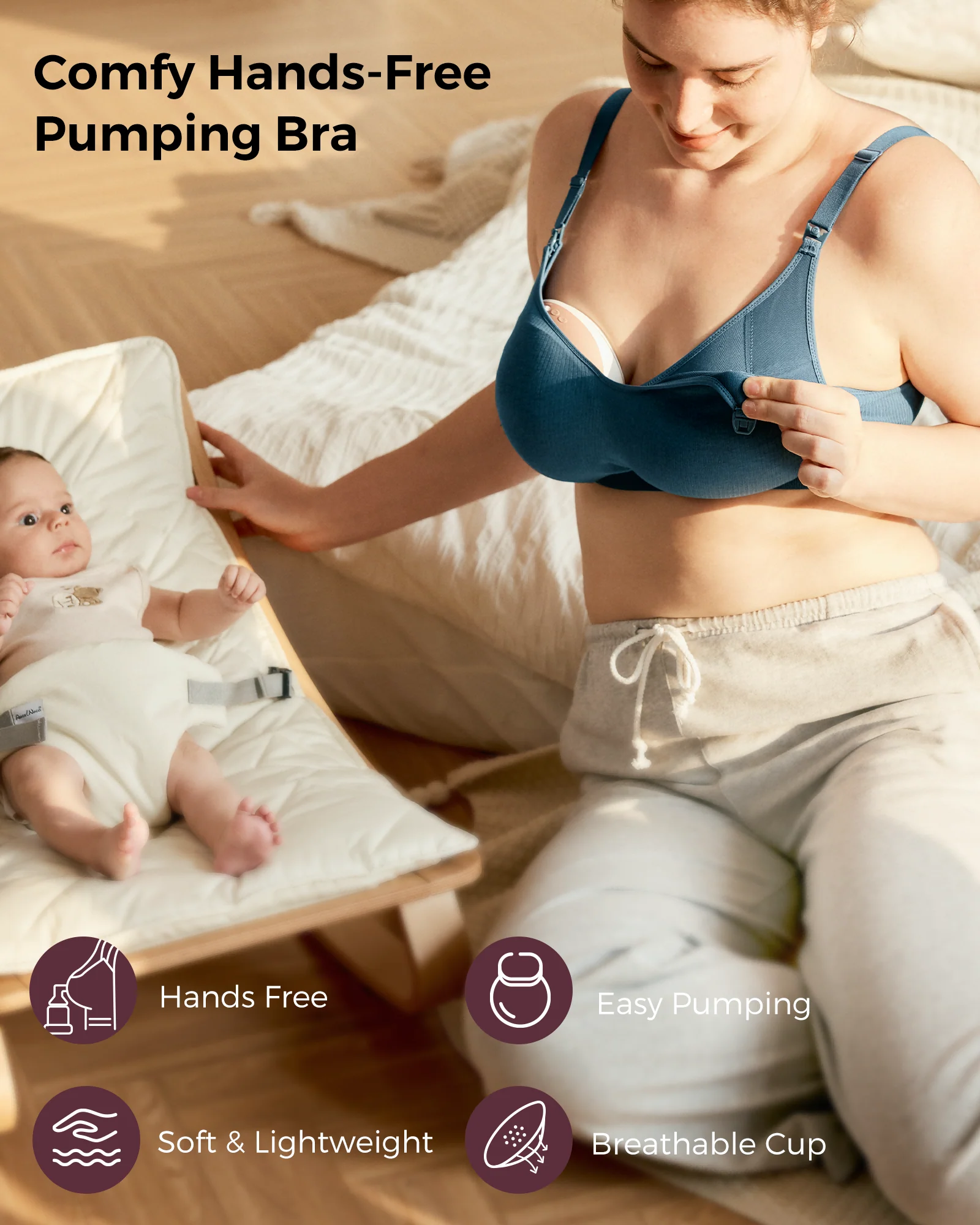 Momcozy Tencel™ Fabric Seamless Breast Pump Bra - Image 28