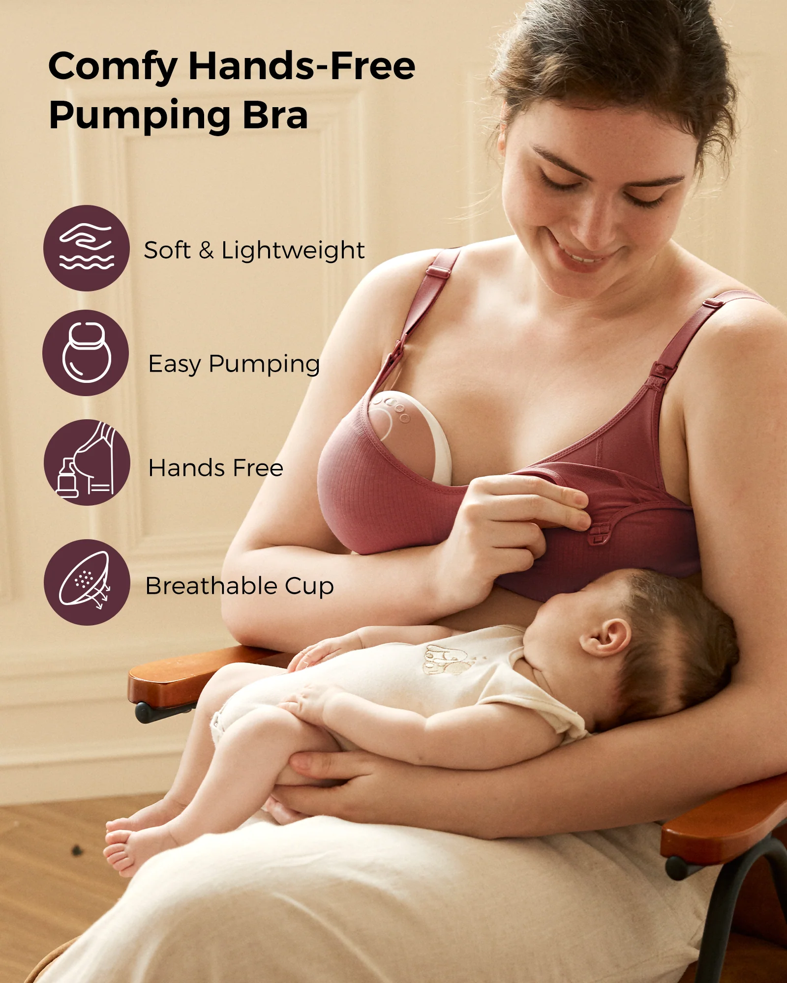 Momcozy Tencel™ Fabric Seamless Breast Pump Bra - Image 4