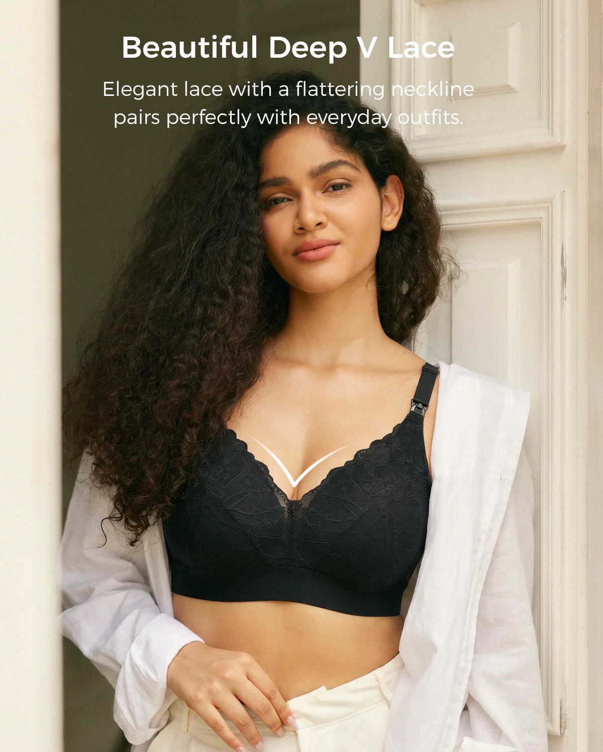 Upgraded Soft Lace Nursing Bra V Neck - Image 11