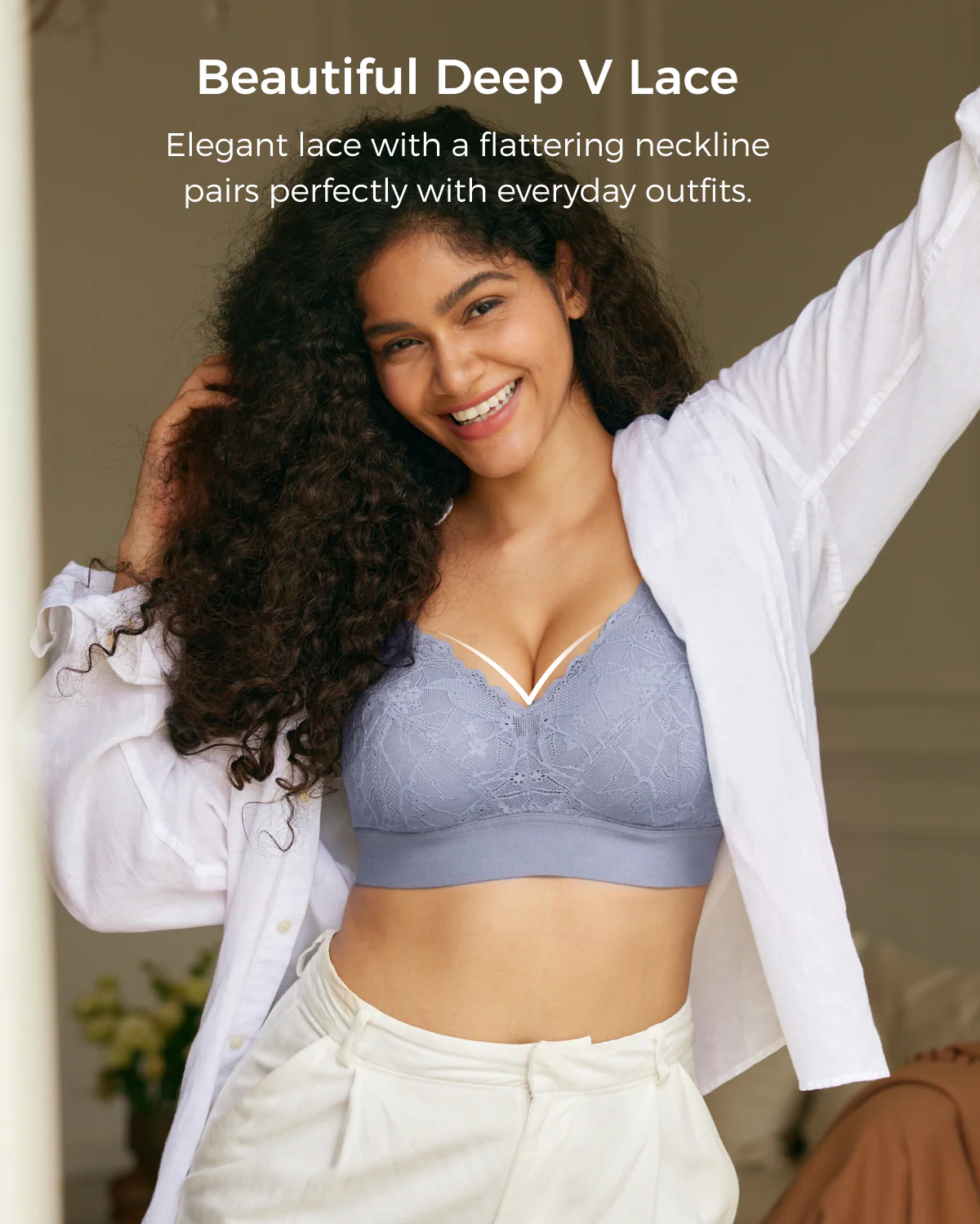 Upgraded Soft Lace Nursing Bra V Neck - Image 3
