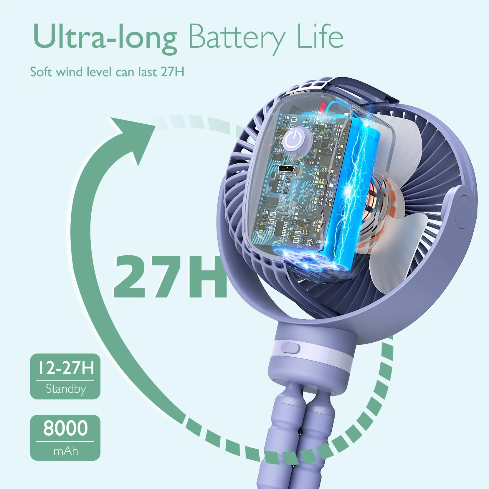 USB Rechargeable Handheld Cooling Fan for Travel - Image 16