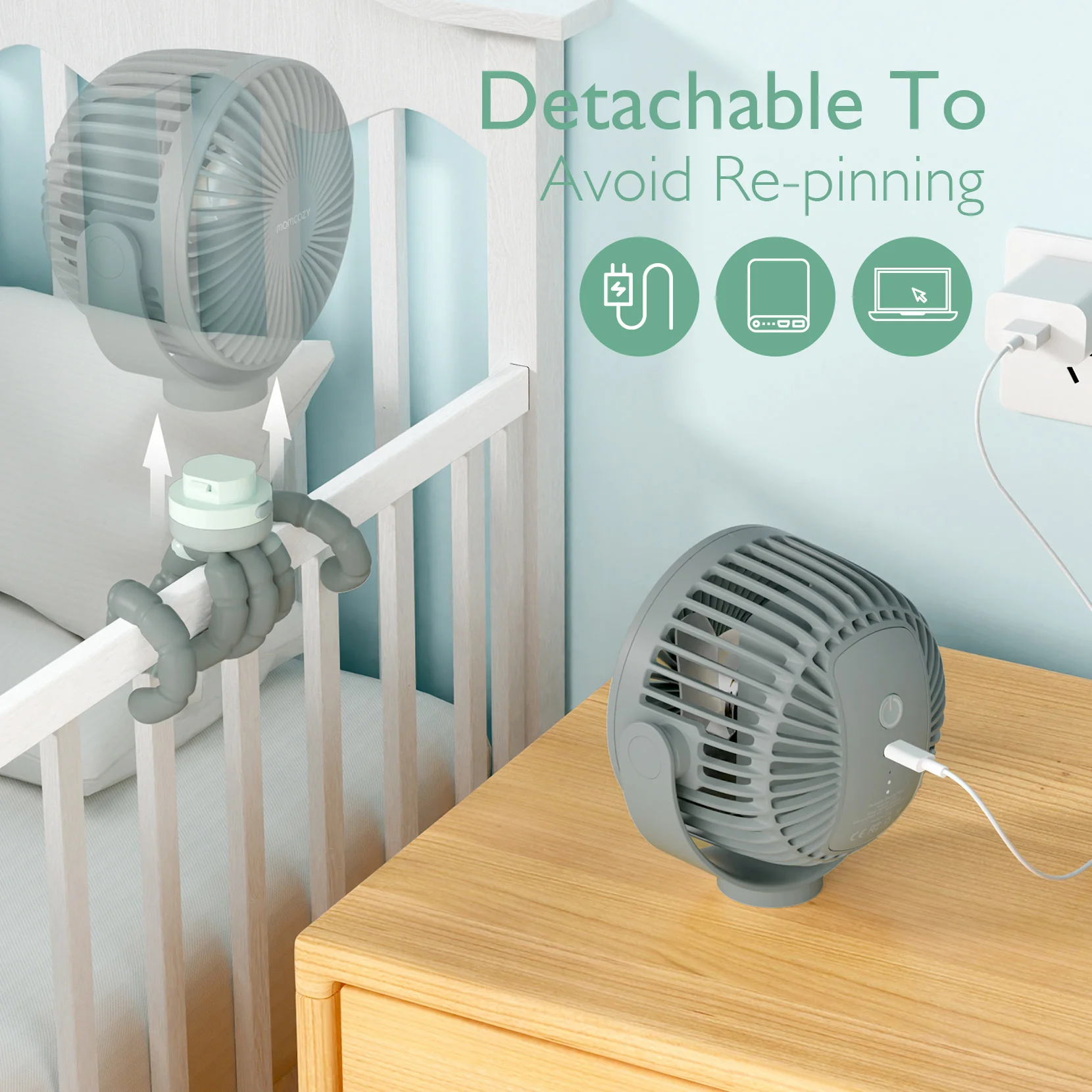 USB Rechargeable Handheld Cooling Fan for Travel - Image 36