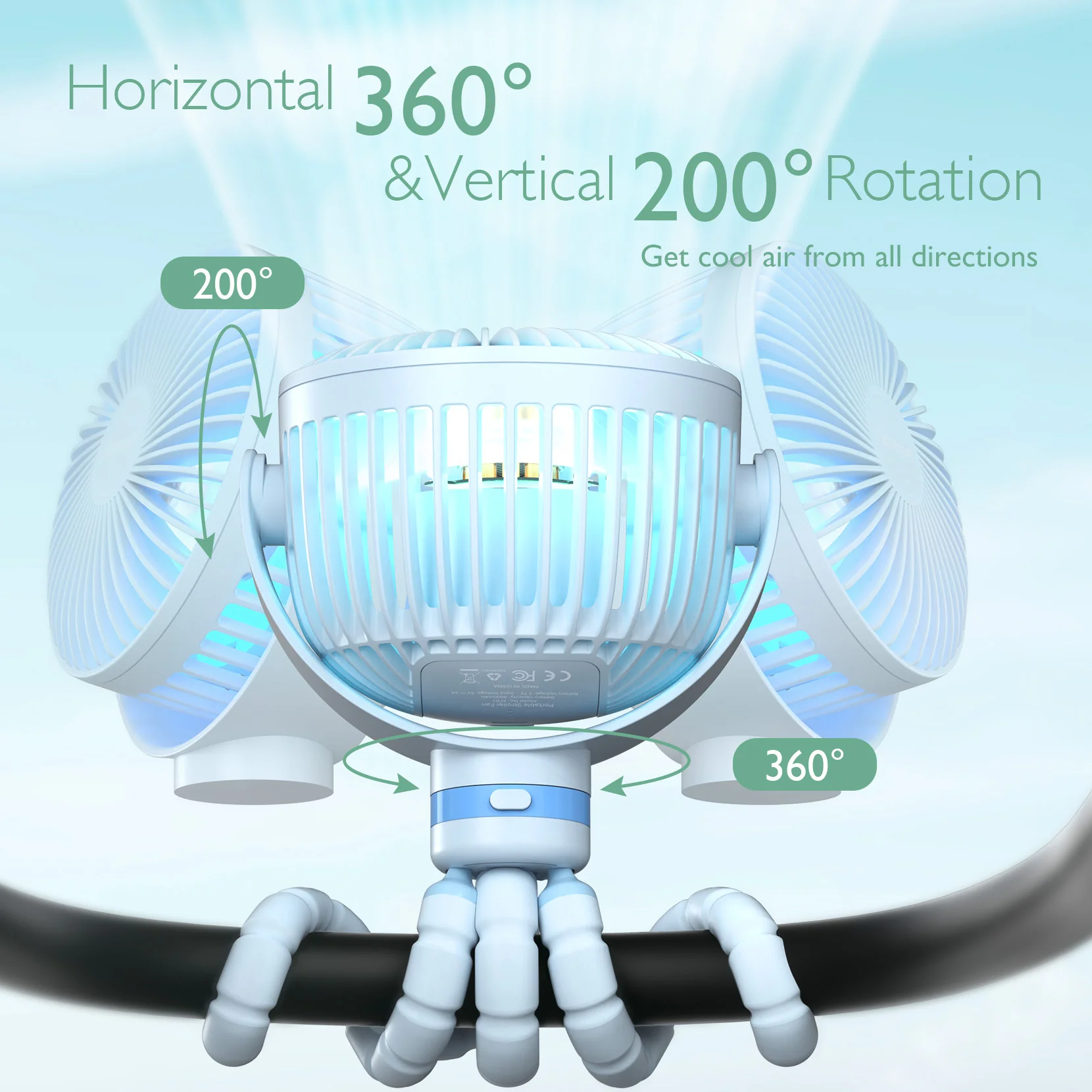 USB Rechargeable Handheld Cooling Fan for Travel - Image 40
