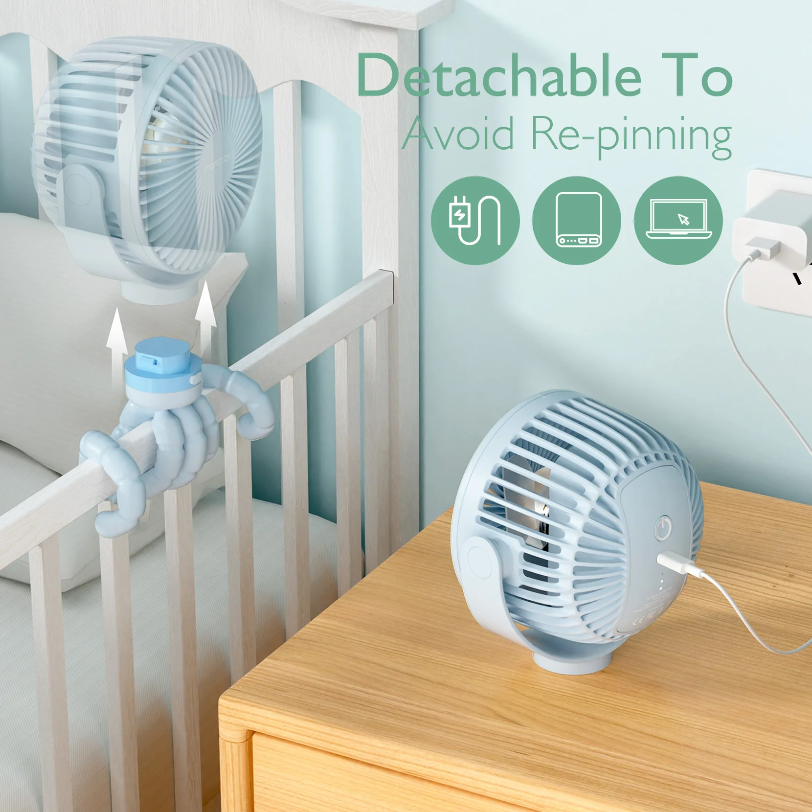 USB Rechargeable Handheld Cooling Fan for Travel - Image 42